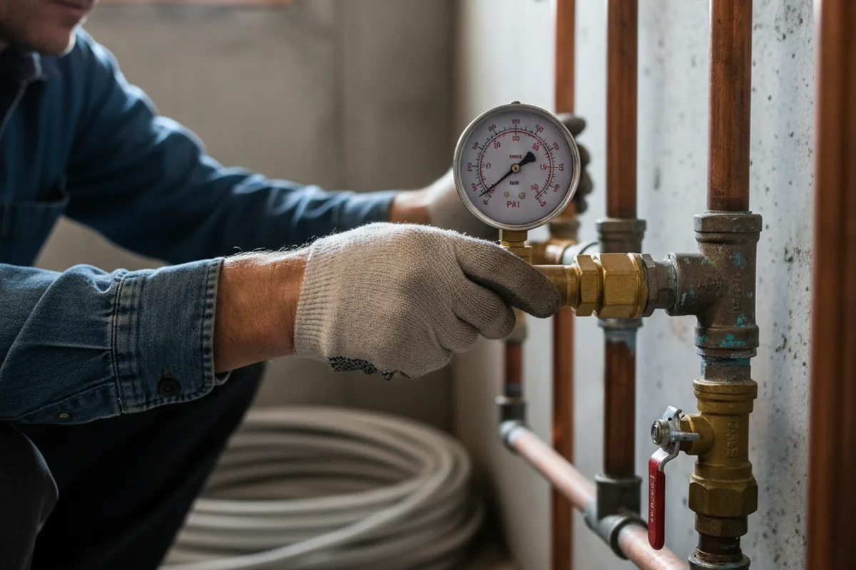 Pressure testing a repaired line during Water Line Repair in Hoisington